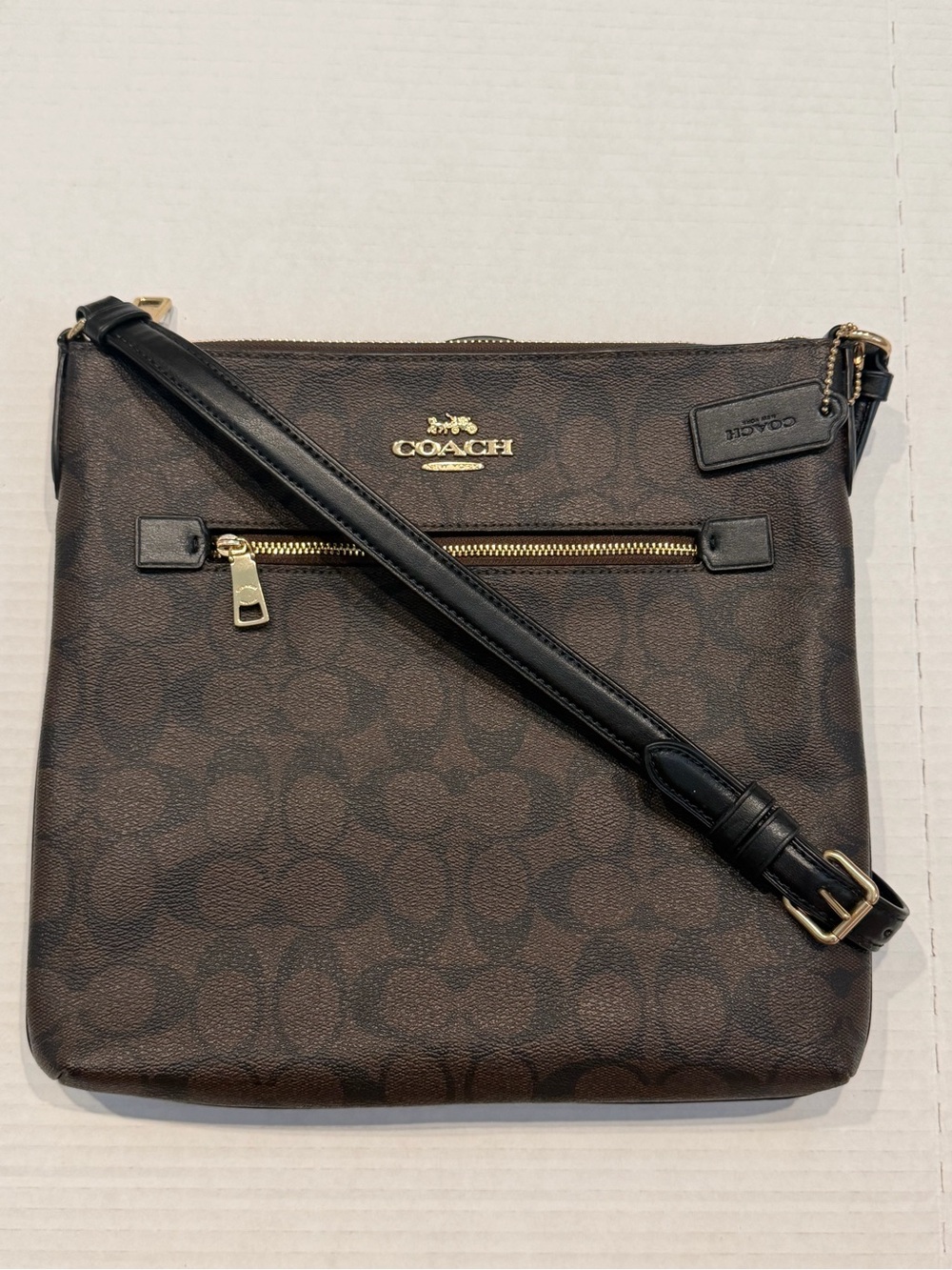 Coach Brown Signature Rowan File Crossbody Canvas